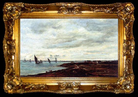 framed  Charles-Francois Daubigny The Banks of Temise at Erith, ta009-2